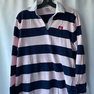 Long sleeve striped polo